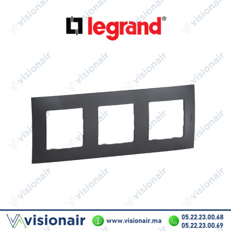 Plaque 3 postes Legrand Niloe Gris foncé Casablanca Maroc