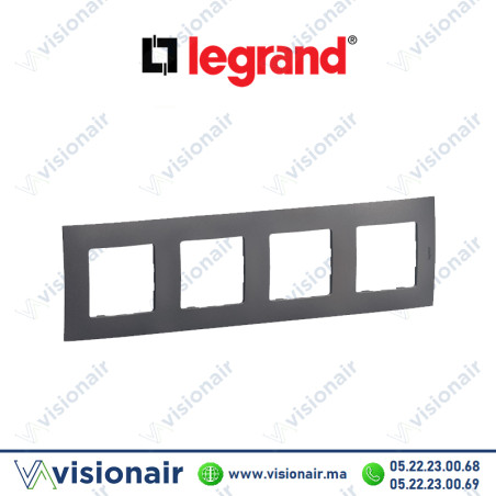 Plaque 4 postes Legrand Niloe Gris Casablanca Maroc