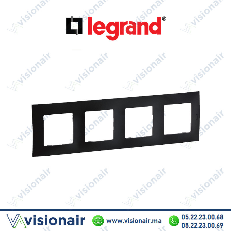 Plaque 4 postes Legrand Niloe Noir Casablanca Maroc