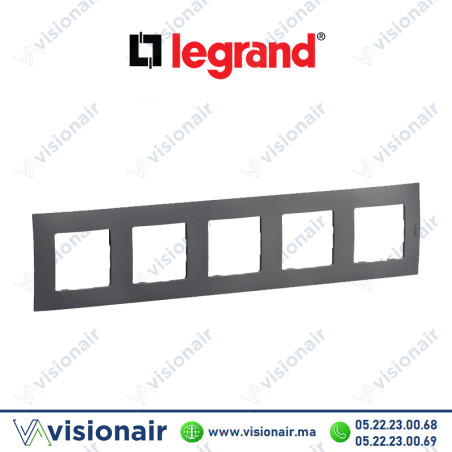 Plaque 5 postes Legrand Niloe Gris Casablanca Maroc