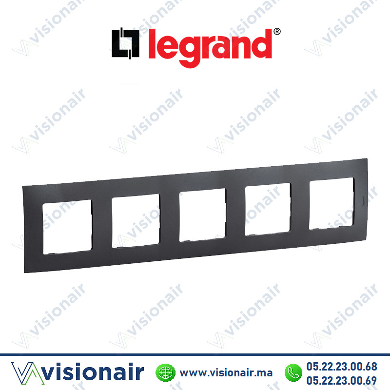 Plaque 5 postes Legrand Niloe Gris foncé Casablanca Maroc