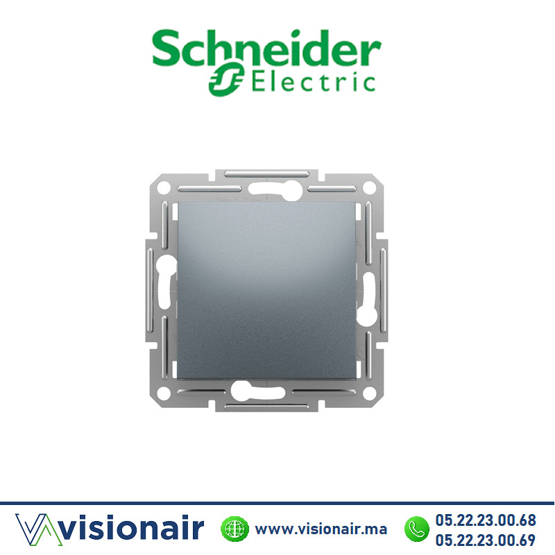 Interrupteur simple allumage Schneider Asfora Acier EPH0100162 Casablanca Maroc