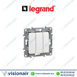 Interrupteur triple LEGRAND NILOE blanc 764503 Casablanca Maroc