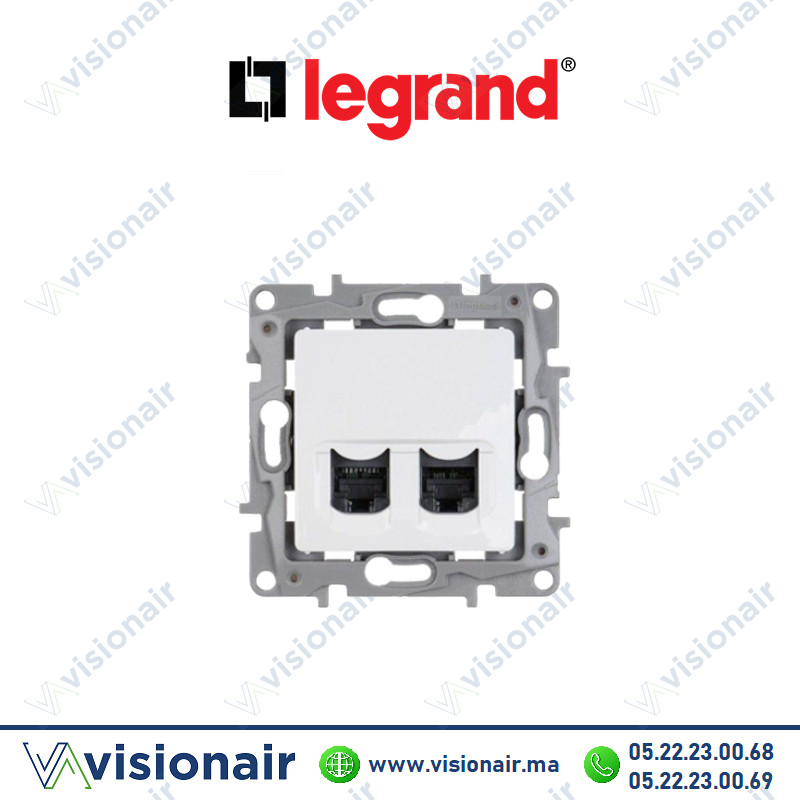 Prise RJ11 + prise RJ45 CAT6 LEGRAND NILOE blanc 764572 Casablanca Maroc
