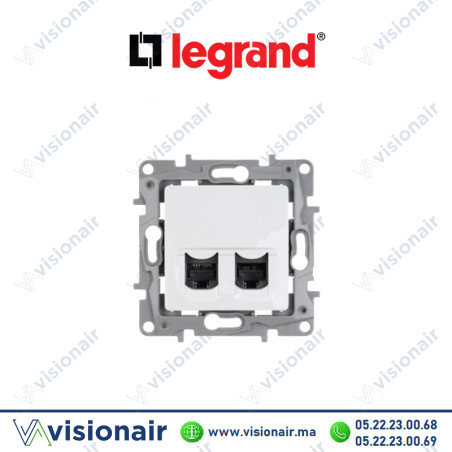 Prise RJ45 CAT6 double LEGRAND NILOE blanc 764574 Casablanca Maroc