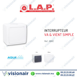 Interrupteur va et vient étanche LAP AQUA apparent Blanc 10612BL Casablanca Maroc