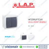 Interrupteur double va et vient étanche LAP AQUA apparent Gris 10613GR Casablanca Maroc