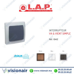 Interrupteur va & vient étanche LAP AQUA encastré Gris Foncé 10412GR Casablanca Maroc