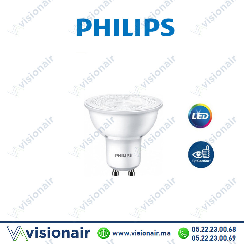 Lampe LED GU10 Philips CorePro 5W 2700°K Casablanca Maroc