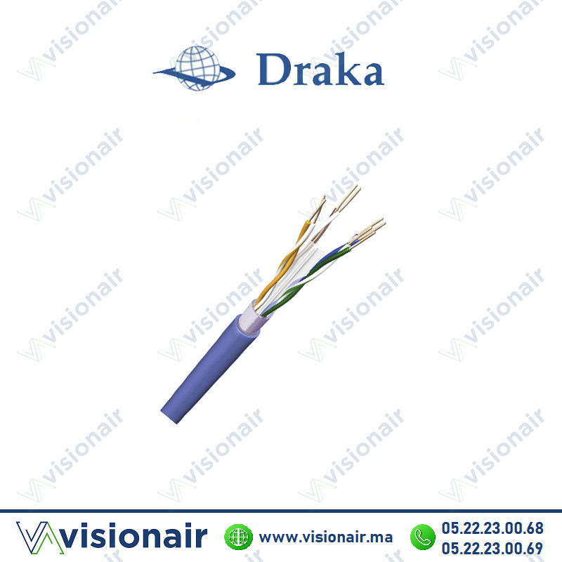 Câble informatique catégorie 6A Draka LSZH F/UTP T500ml Casablanca Maroc