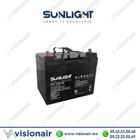 Batterie solaire SUNLIGHT 12V 40AH SPG GEL Casablanca Maroc