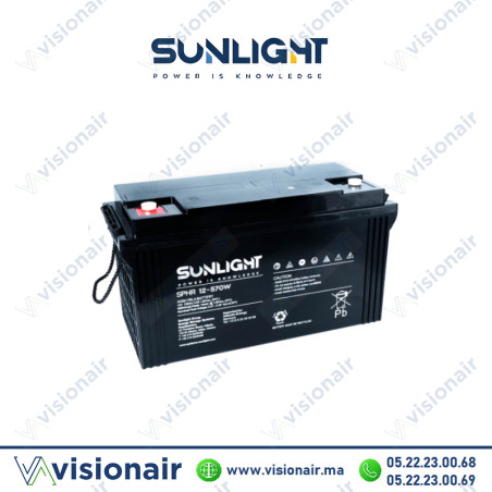 Batterie onduleur SUNLIGHT 12V 138AH 570W SPA étanche VRLA AGM Casablanca Maroc