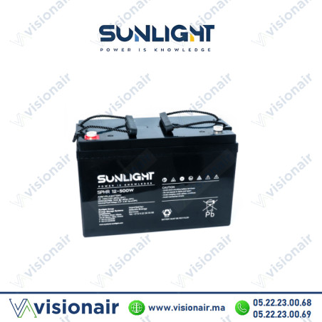 Batterie onduleur SUNLIGHT 12V 120AH 500W SPHR étanche VRLA AGM Casablanca Maroc