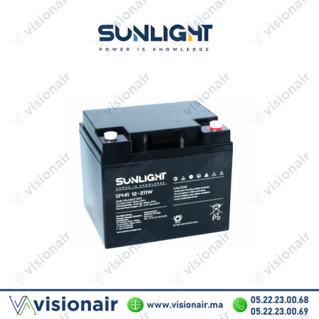 Batterie SUNLIGHT 12V 50AH 211W SPHR étanche VRLA AGM Casablanca Maroc