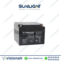 Batterie onduleur SUNLIGHT 12V 28AH SPA étanche VRLA AGM Casablanca Maroc