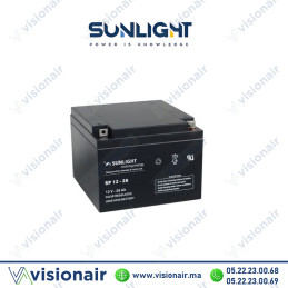 Batterie onduleur SUNLIGHT 12V 26AH SPA étanche VRLA AGM Casablanca Maroc