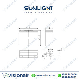Batterie onduleur SUNLIGHT 12V 18AH SPA étanche VRLA AGM Casablanca Maroc