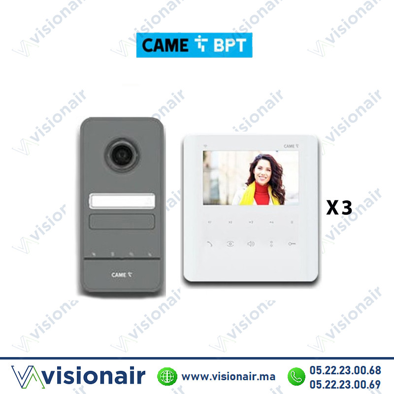 KIT vidéophone BPT LHS + 3 moniteurs PLX blanc Casablanca Maroc
