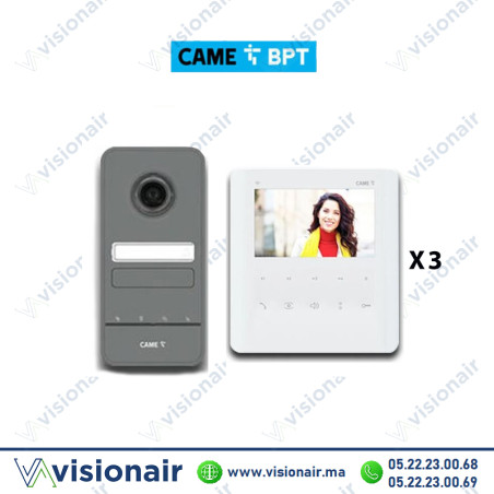 KIT vidéophone BPT LHS + 3 moniteurs PLX blanc Casablanca Maroc