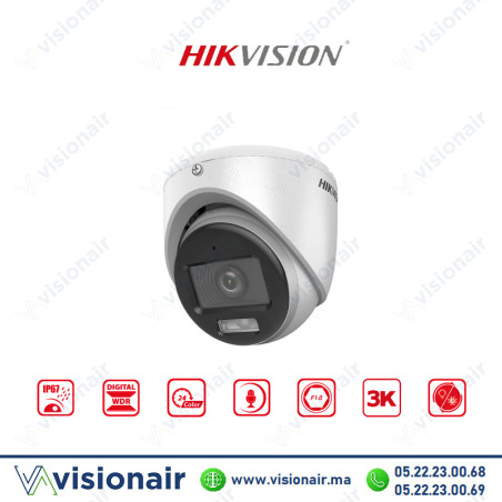 Caméra Hikvision ColorVu 3K 5MP Turret avec Microphone DS-2CE70KF0T-LMFS Casablanca Maroc