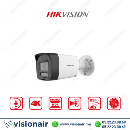 Caméra Hikvision 4K Ultra HD Mini Bullet Smart Hybrid Light DS-2CE16U0T-LTS Csablanca Maroc