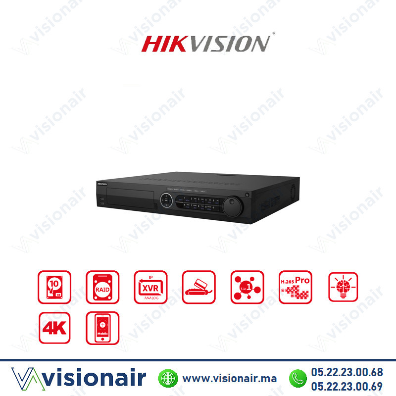 DVR HIKVISION 8MP compact 32CH 4HDD AcuSense iDS-7332HUHI-M4/S Casablanca Maroc