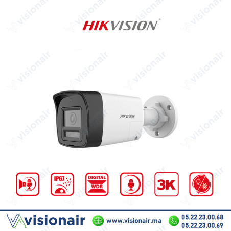 Caméra Hikvision 3k 5MP Mini-bullet audio bidirectionnel DS-2CE16K0T-LTS Casablanca Maroc