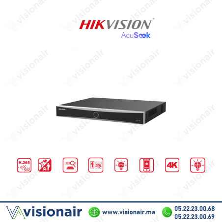 NVR Hikvision AcuSense 32 Canaux 4K 16 PoE DS-7632NXI-K2/16P Casablanca Maroc
