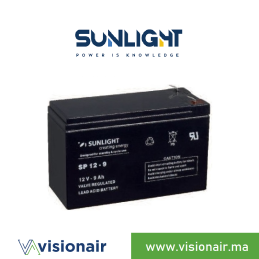 Batterie onduleur SUNLIGHT 12V 9AH SPA étanche VRLA AGM Casablanca Maroc