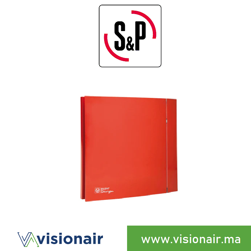 Extracteur d'air S&P Silent design rouge 100 CZ Casablanca Maroc