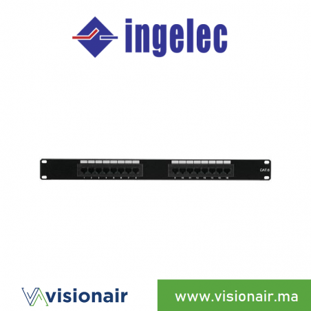Panneau de brassage INGELEC 16 ports CAT6 UTP 1U P16/8C6B Casablanca Maroc