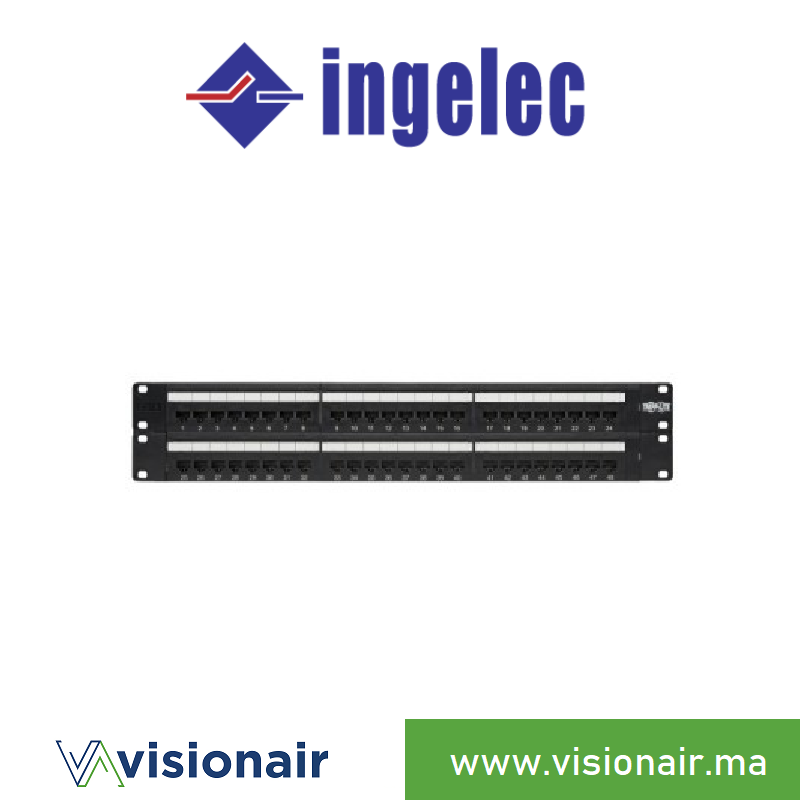 Panneau de brassage INGELEC 48 ports CAT6 UTP 2U P48/8C6B Casablanca Maroc