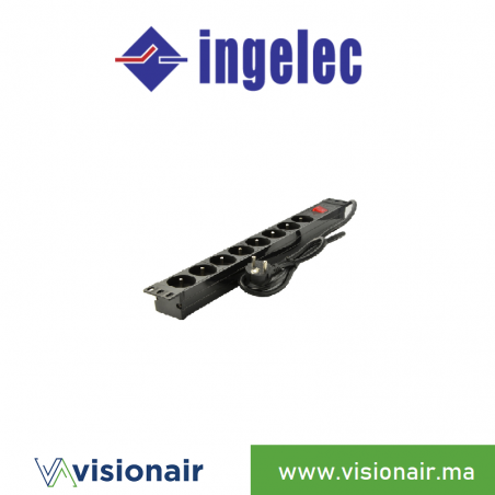 Multiprise 19" INGELEC 1U 8P+T avec interrupteur 1,5m BM815PIL Casablanca Maroc