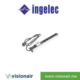 Multiprise 19" alu INGELEC 1U 6P+T avec disjoncteur 3m BM630PILAP Casablanca Maroc