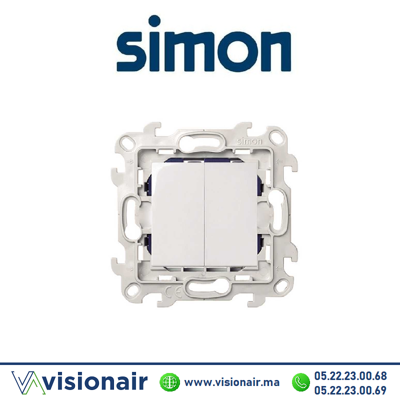 Interrupteur double SIMON 24 blanc 2410398-030 Casablanca Maroc