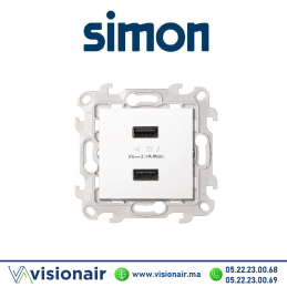 Double chargeur USB SIMON 24 blanc 2411096-030 Casablanca Maroc