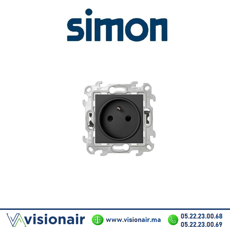 Prise 2P+T SIMON 24 graphite 2410458-038 Casablanca Maroc