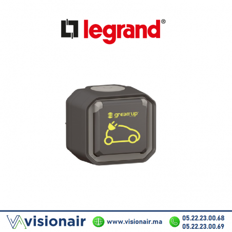 Prise de recharge pour VE Legrand Plexo Green'up Access IP55 anthracite Casablanca Maroc