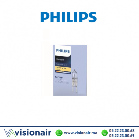 Lampe PHILIPS capsule halogène 14,3W G4 12V Casablanca Maroc