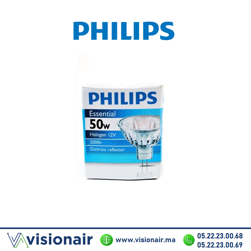 Lampe PHILIPS Essential MR16 50W GU5.3 12V 36D Casablanca Maroc