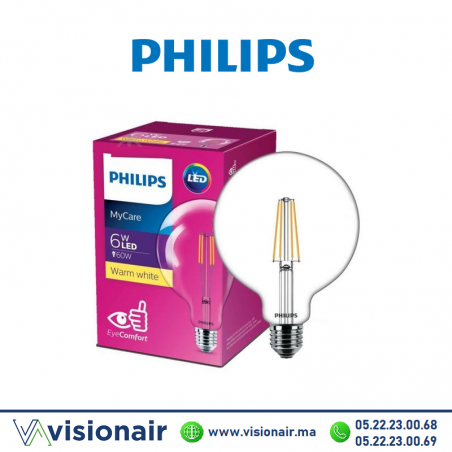 Lampe LED E27 Philips MyCare 6W 3000°K G120 Casablanca Maroc