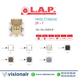 Prise de courant étanche 2P+T LAP MILLENIUM Casablanca Maroc