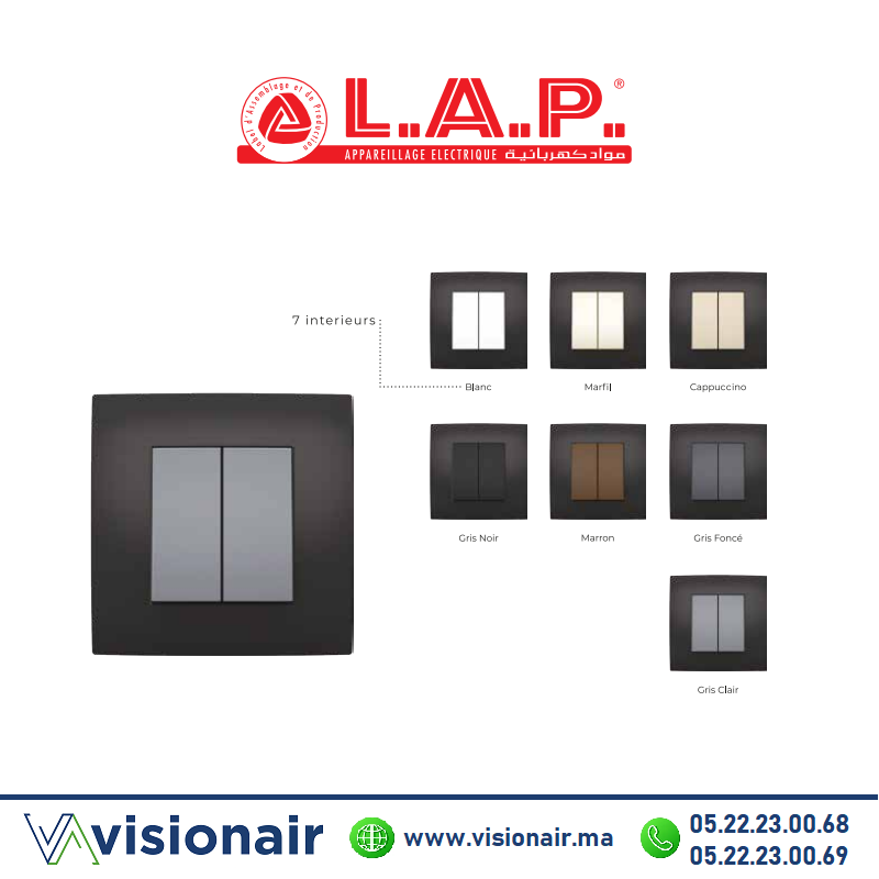 Cadre gris noir LAP MILLENIUM 1 poste Casablanca Maroc