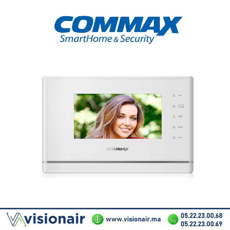 Moniteur vidéophone COMMAX écran LCD 7" blanc CDV-70Y Casablanca Maroc