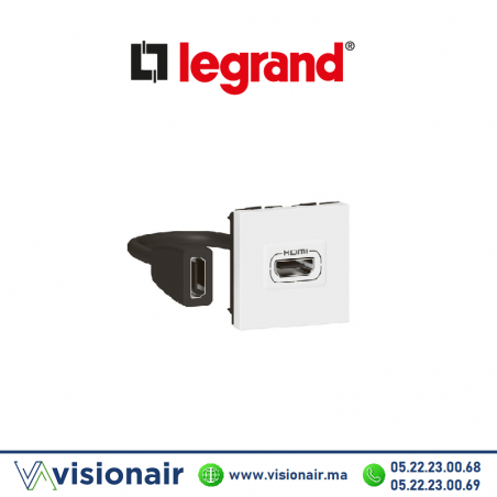 Prise HDMI V2.0 LEGRAND Mosaic 2M Blanc 078979L Casablanca Maroc