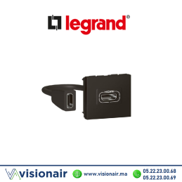 Prise HDMI V2.0 Legrand Mosaic 2M Noir mat 079479L Casablanca Maroc