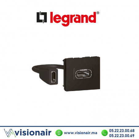 Prise HDMI V2.0 Legrand Mosaic 2M Noir mat 079479L Casablanca Maroc