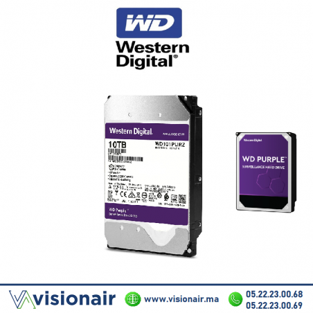 Disque dur 10TB WD Purple pour la vidéosurveillance WD101PURX Casablanca Maroc