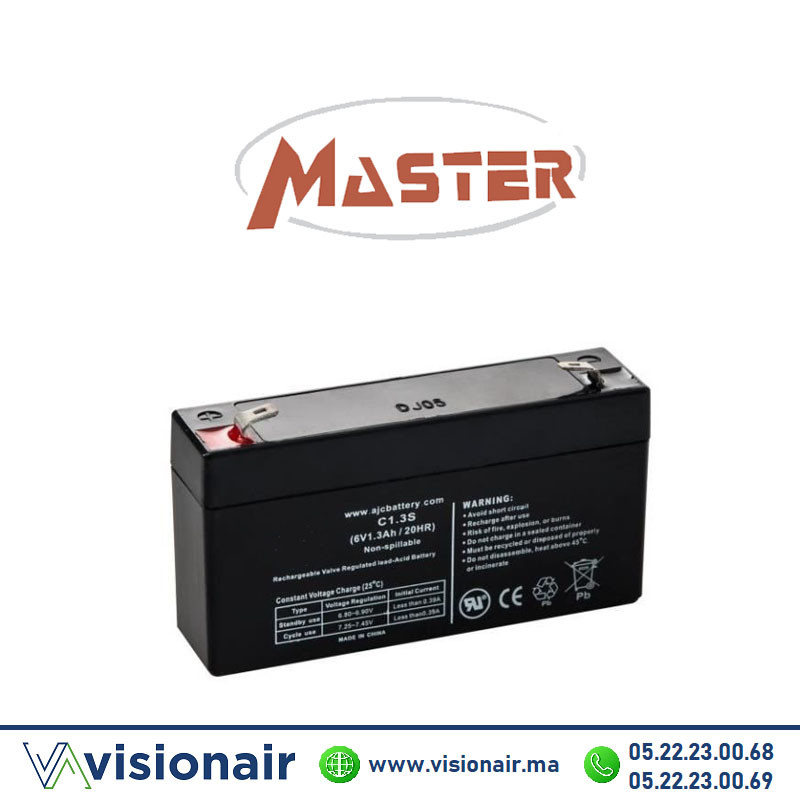 MASTER Batterie 6V 1,3AH étanche VRLA Casablanca Maroc
