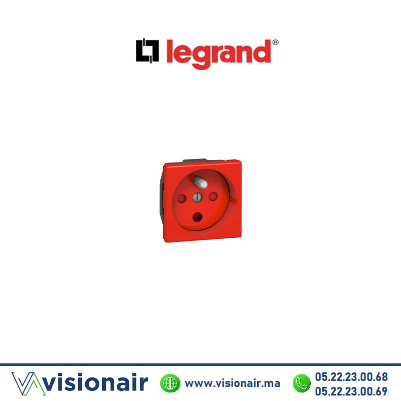078114L Prise 2P+T à détrompage LEGRAND Mosaic rouge - VISIONAIR Maroc